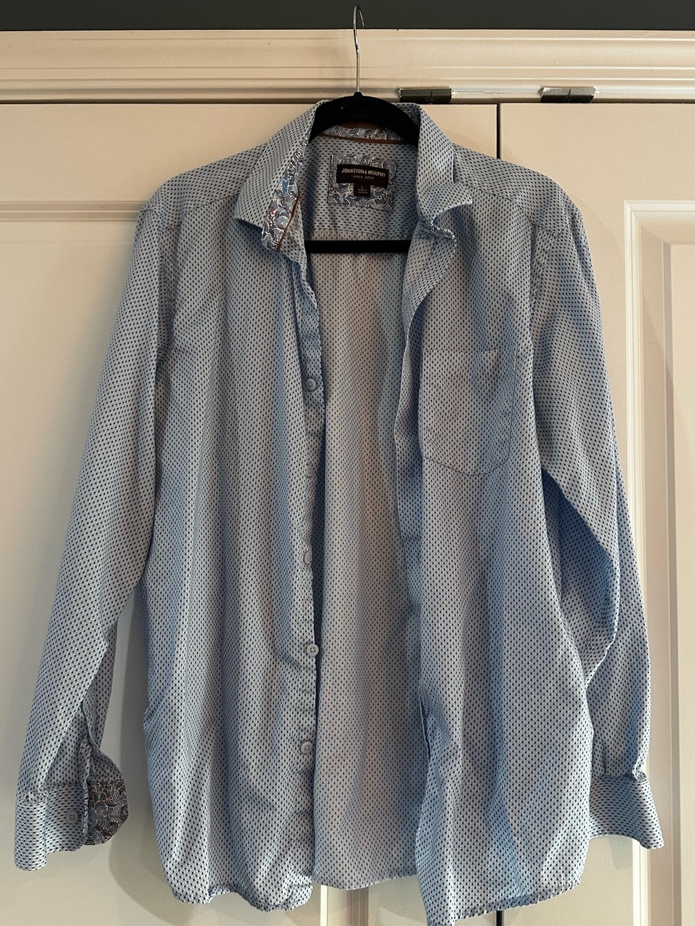 Johnston & Murphy Blue Pattern Button-Down Shirt